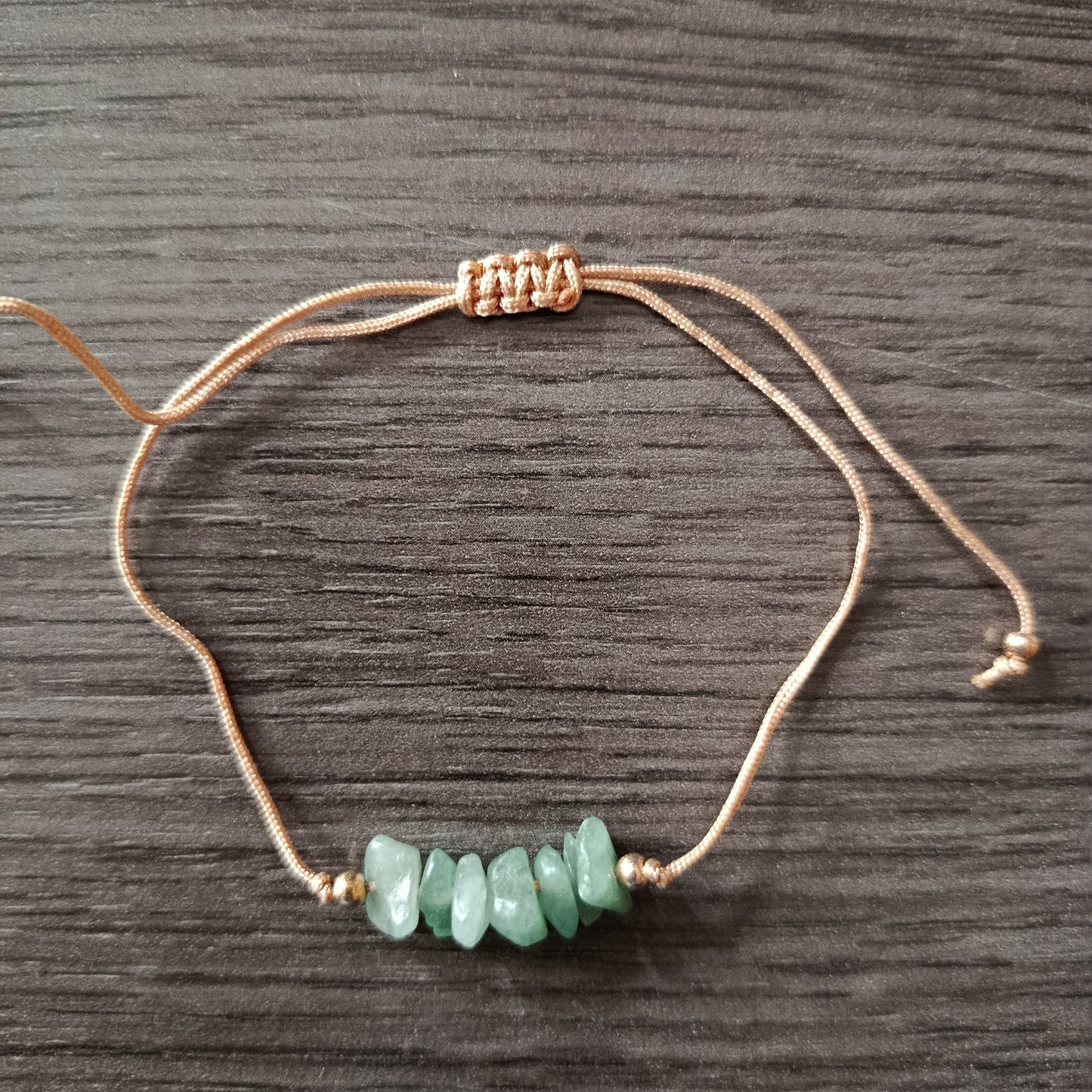 Pulsera cordón chips Aventurina Verde