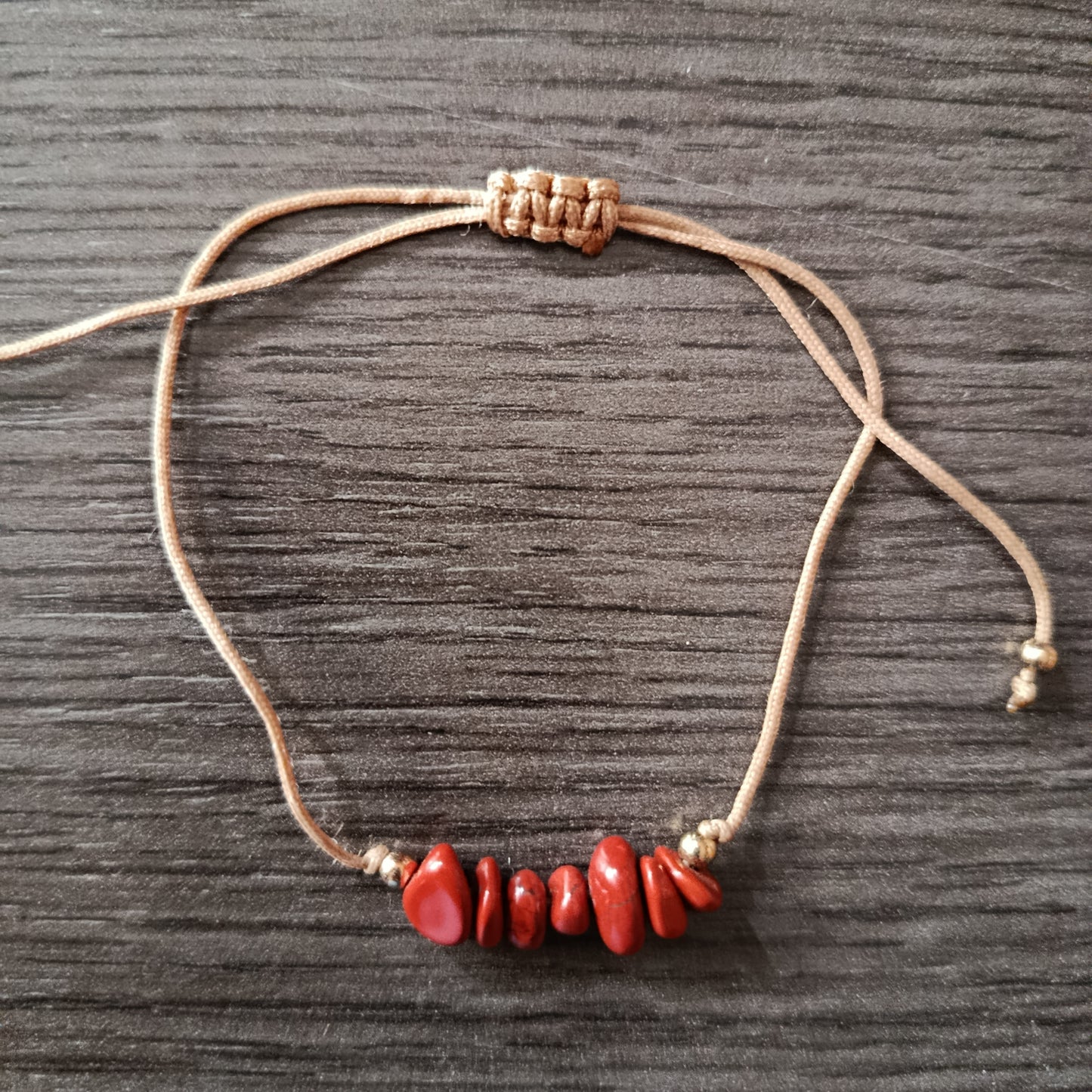 Pulsera cordón chips Jaspe Rojo