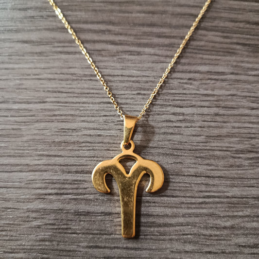 Collar acero dorado Aries