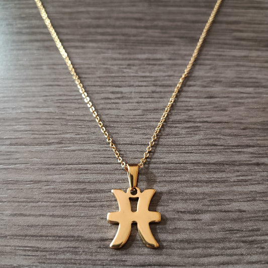 Collar acero dorado Piscis