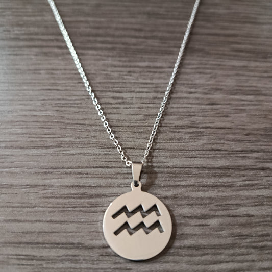 Collar acero medalla Acuario