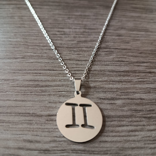 Collar acero medalla Geminis
