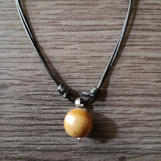 Collar piedra Jaspe madera