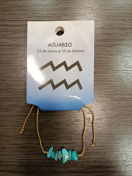 Pulsera  cordón chips Acuario