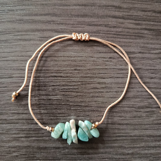 Pulsera cordón chips Amazonita
