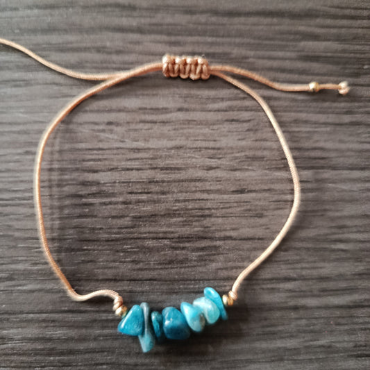 Pulsera cordón chips Turquesa
