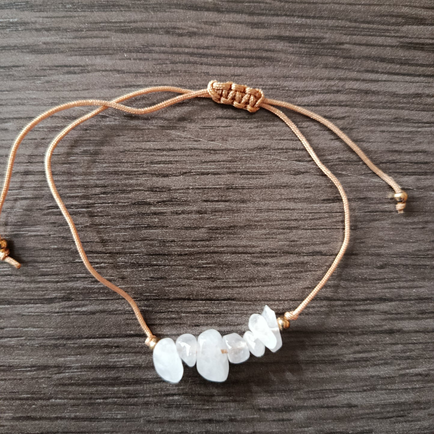 Pulsera cordón chips Cuarzo Blanco