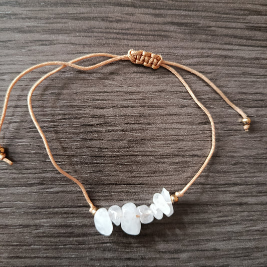 Pulsera cordón chips Cuarzo Blanco