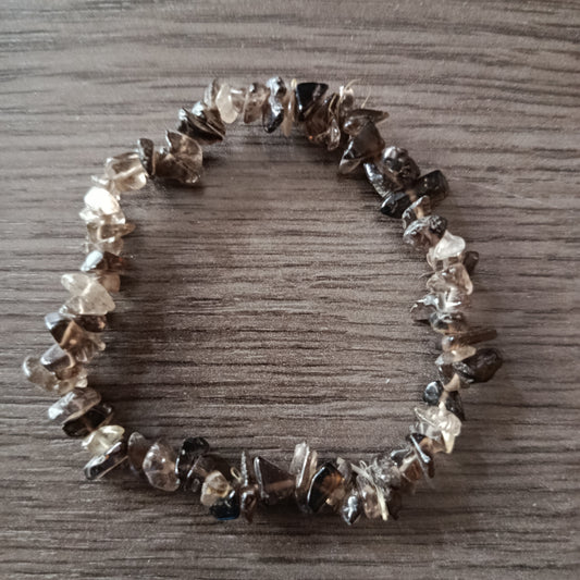 Pulsera chips Cuarzo ahumado