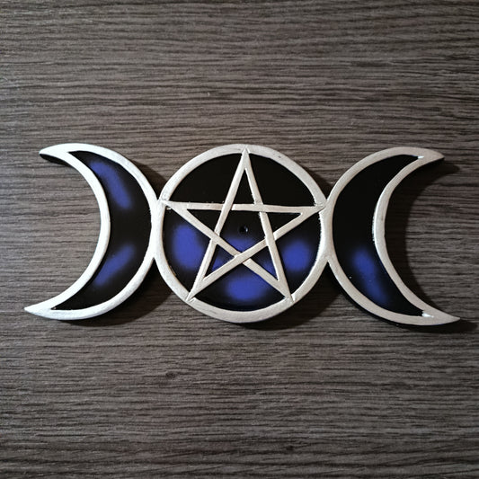 Quemador de incienso Triple luna con tetragramaton